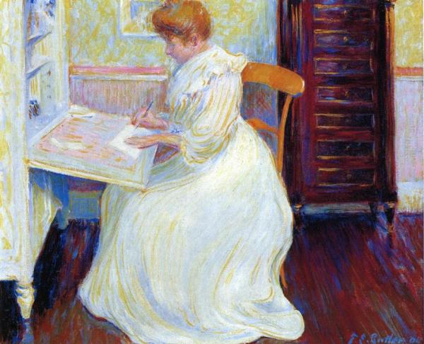 Martha At Her Desk by Theodore Earl Butler