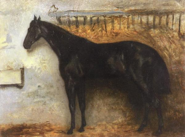 Theodore Gericault Black Horse In The Stable