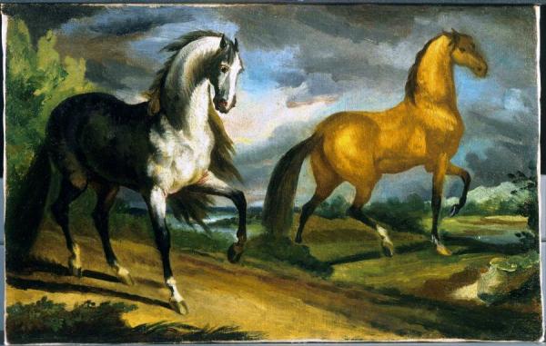 Two Horses by Theodore Gericault Oil Painting Reproductions
