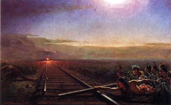 Westward The Star Of Empire (also Known As Railway Train Attacked By Idians) by Theodore Kaufmann