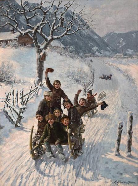Children Sledding by Theodore Kleehaas
