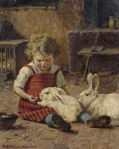 Girl With Two Hares by Theodore Kleehaas
