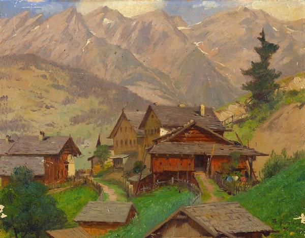 Sketch Of Tobadill In Tyrol by Theodore Kleehaas