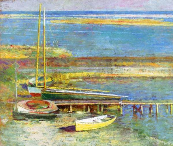 Boats At A Landing by Theodore Robinson