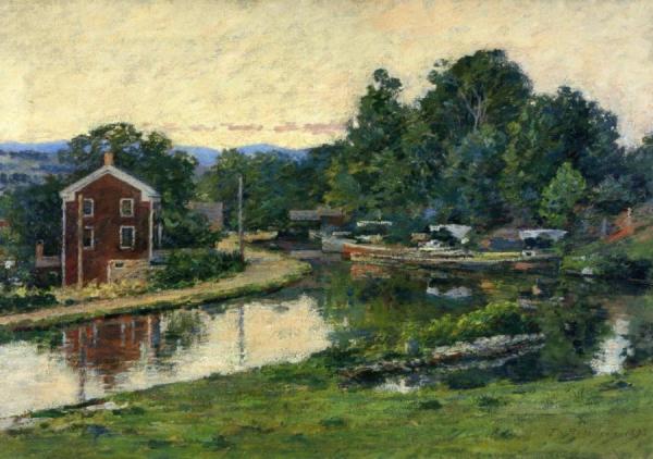 Evening At The Lock by Theodore Robinson