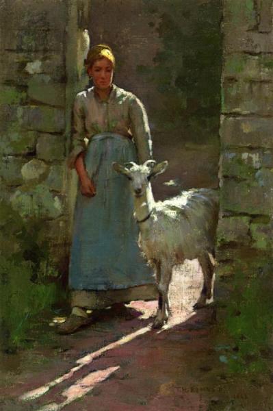 Girl With Goat by Theodore Robinson