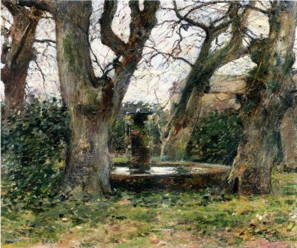 Italian Landscape With A Fountain by Theodore Robinson