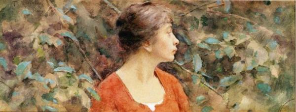 Lady In Red by Theodore Robinson