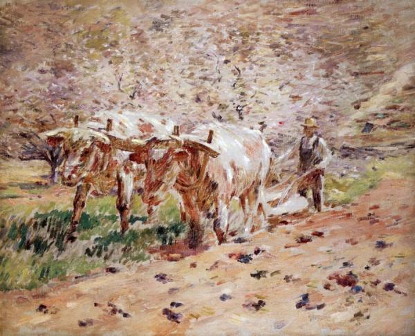 Oxen Ploughing by Theodore Robinson