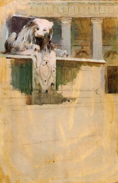 Place St. Sulpice, Paris (unfinished) by Theodore Robinson