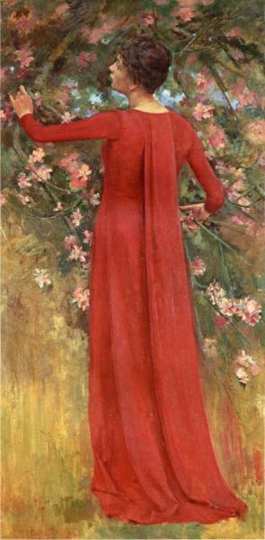 The Red Gown by Theodore Robinson