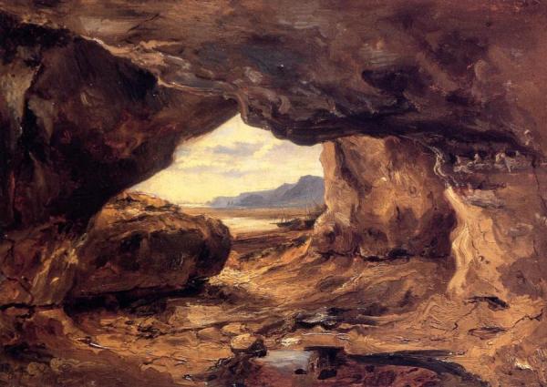 The Cave In A Cliff Near Granville by Théodore Rousseau
