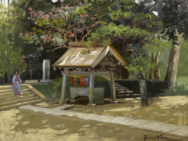 A Font Of Purification, Kamakura, Japan by Theodore Wores