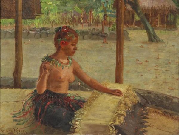 A Mat Weaver In Samoa by Theodore Wores