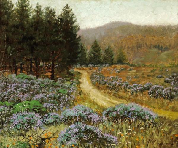 Blue Lupine And Sutro Forest, San Francisco, 1912 by Theodore Wores Oil Painting Reproductions