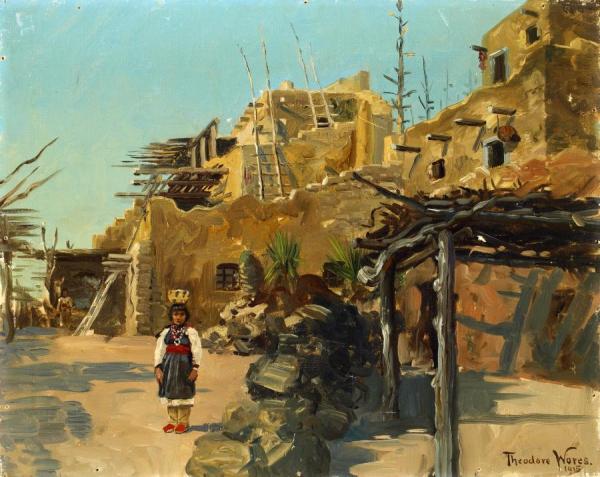 Indian Girl By A Pueblo,1915 by Theodore Wores