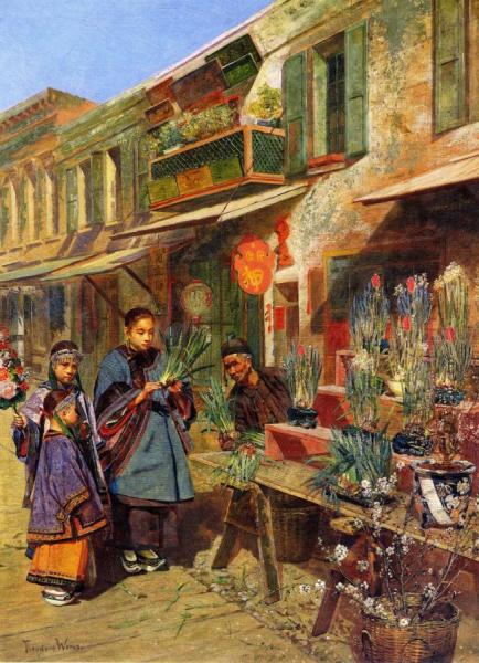 New Year;s Day In San Francisco;s Chinatown by Theodore Wores Oil Painting Reproductions