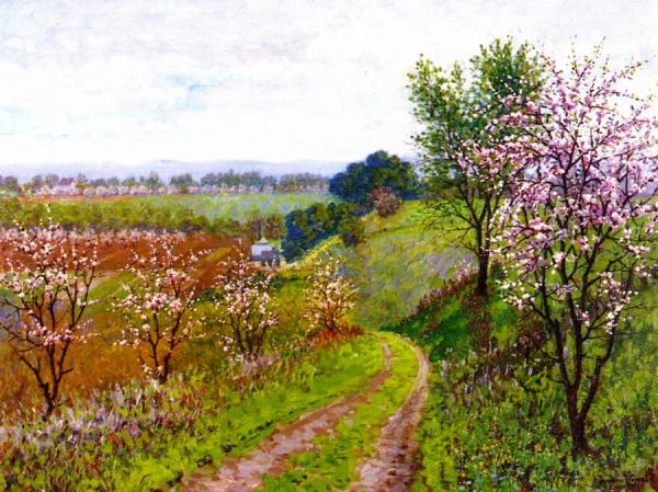 Road With Blossoming Trees by Theodore Wores