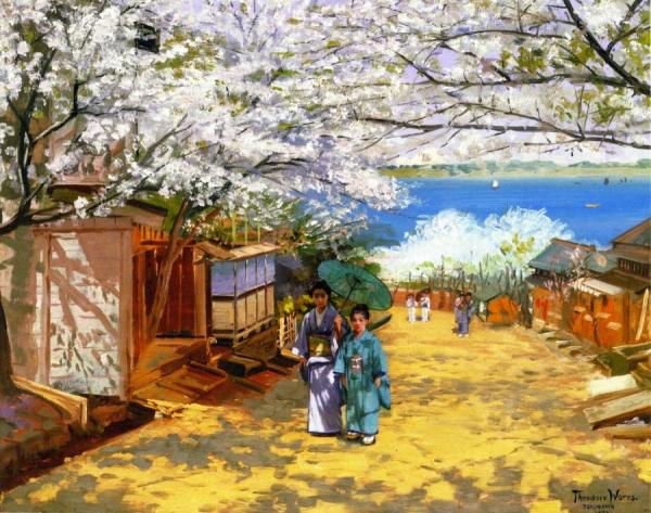 Sunshine And Cherry Blossoms, Nogeyama, Yokohama by Theodore Wores