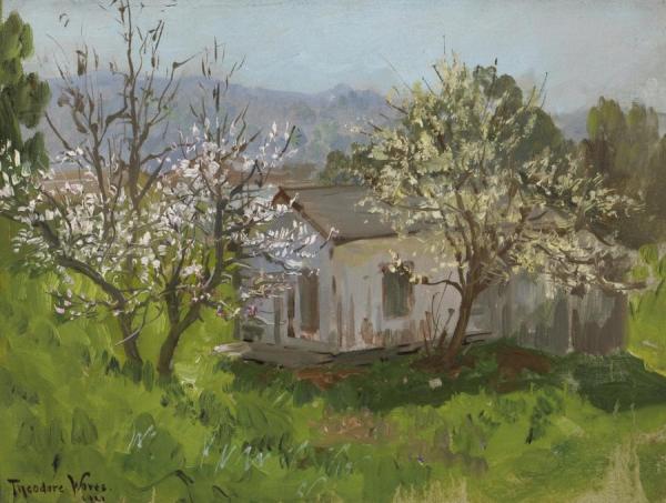 Two Blossoming Trees With An Old Shack,1921 by Theodore Wores