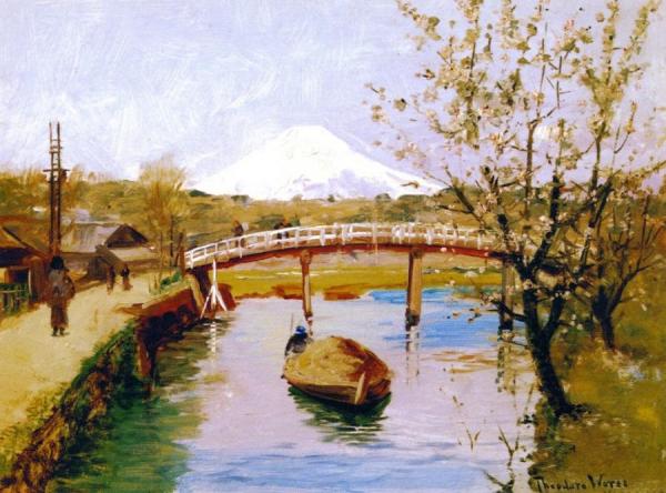 View Of Mount Fujiyama From Yokohama by Theodore Wores