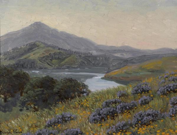 View Of Mount Tamalpais With Lupines And Poppies by Theodore Wores