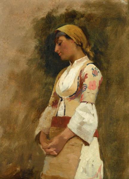 Theodoros Ralli A Young Girl In Traditional Greek Dress