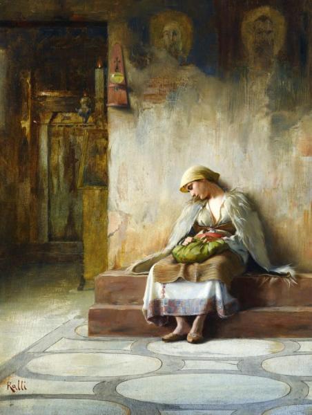 Young Girl Sleeping In A Church by Theodoros Ralli Oil Painting Reproductions