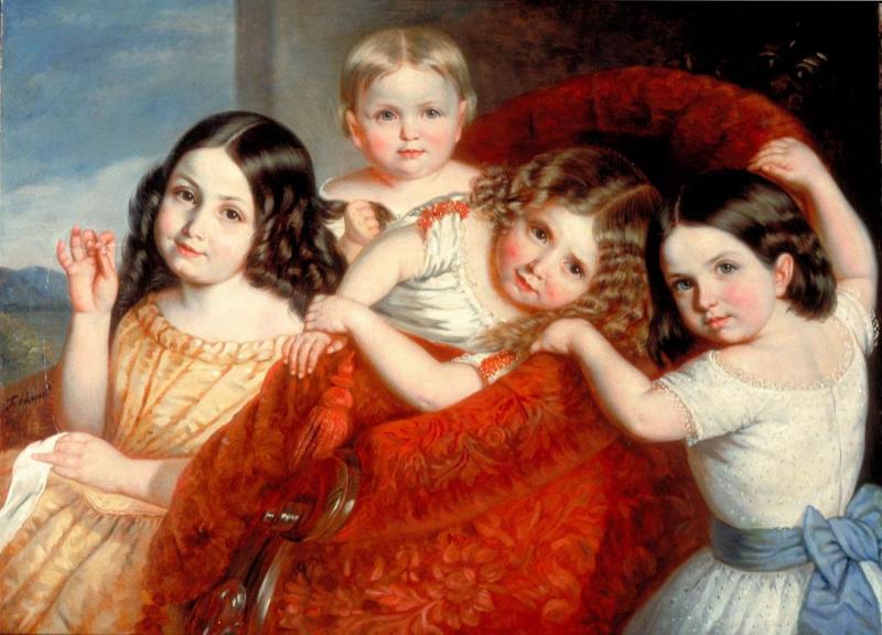 Noémie, Eugénie, Antoinette And Séphora, The Artist's Nieces, 1854 by Théophile-abraham Hamel