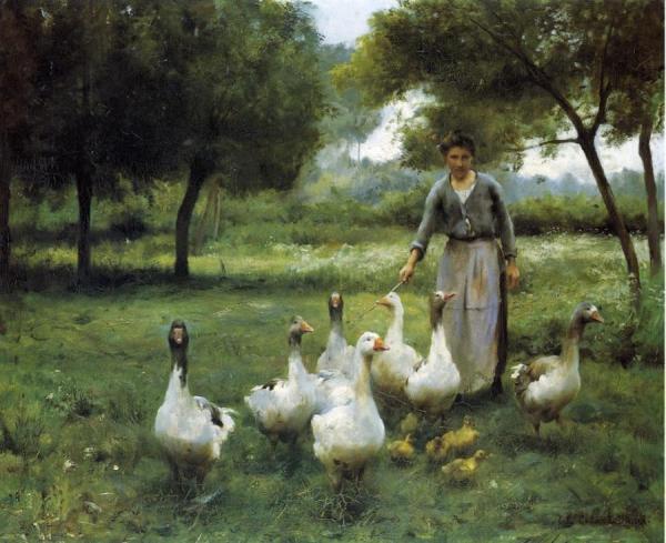 Guiding The Geese by Therese Marthe Francoise Cotard-dupre