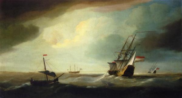 English And Dutch Men Of War In A Swell by Thomas Allen Oil Painting Reproductions
