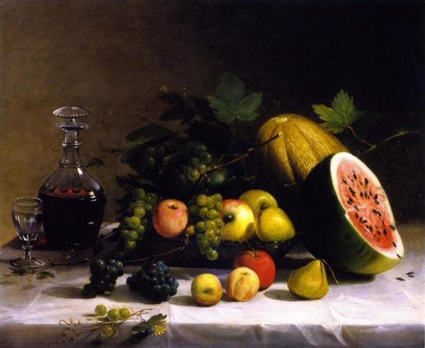 Still Life With Fruit And Wine by Thomas Badger