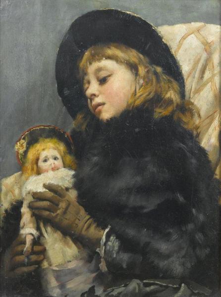 Girl With Doll by Thomas Benjamin Kennington