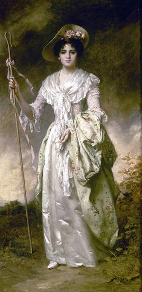 Shepherdess With Her Crook by Thomas Benjamin Kennington