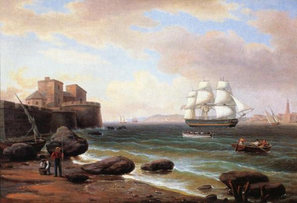 American Merchant Ship Entering Marseilles by Thomas Birch