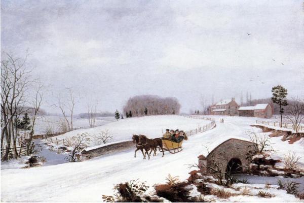 Sleigh Ride On A Gray Day by Thomas Birch