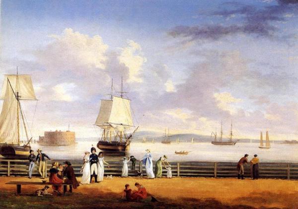The Battery And Harbor, New York by Thomas Birch