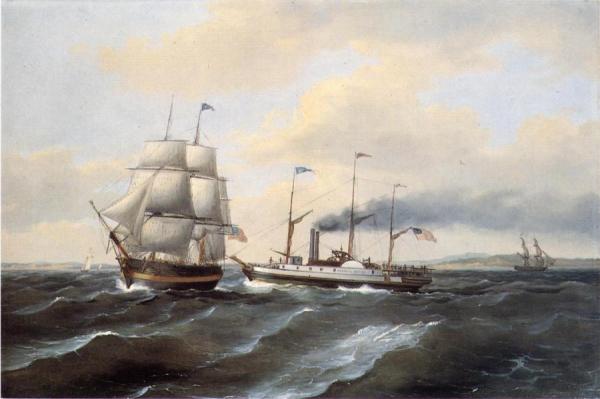 The Steamsailor Benjamin Franklin by Thomas Birch Oil Painting Reproductions