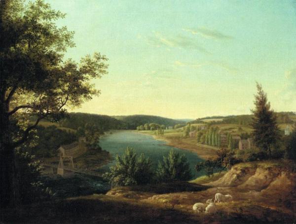 View Of The Chain Bridge And Falls Of Schuykill, Five Miles From Philadelphia by Thomas Birch