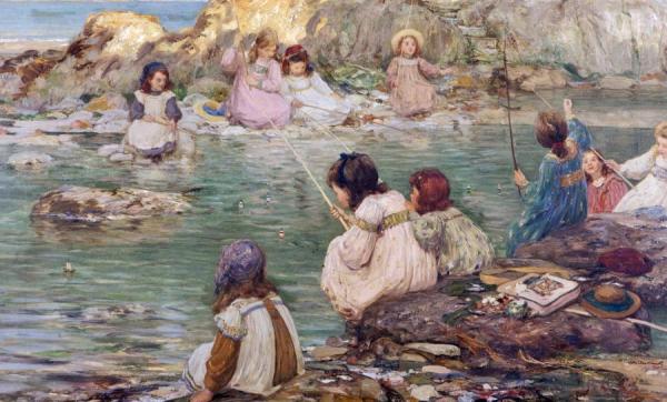 Fisher Girls(ca.1903) by Thomas Bromley Blacklock Oil Painting Reproductions