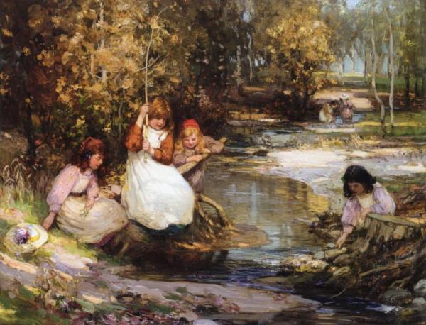 Her First Catch by Thomas Bromley Blacklock