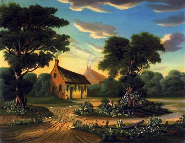 Thomas Chambers Cottages In A Landscape