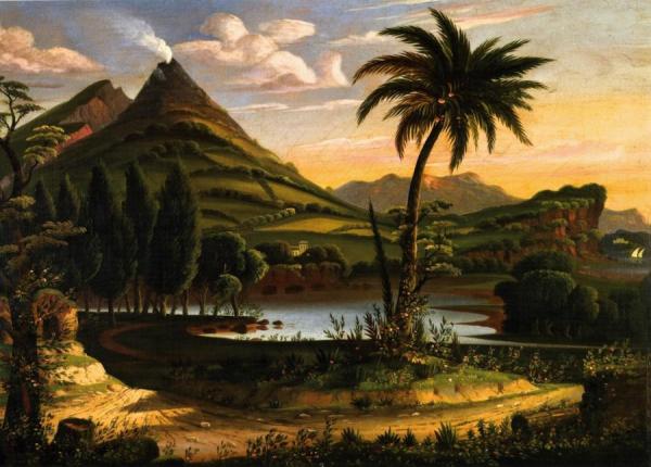 Landscape With Mount Vesuvius by Thomas Chambers Oil Painting Reproductions