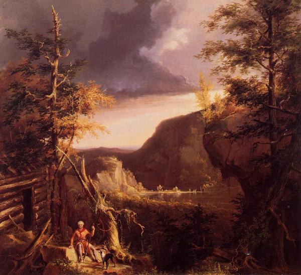 Daniel Boone Sitting At The Door Of His Cabin On The Great Osage Lake, Kentucky by Thomas Cole