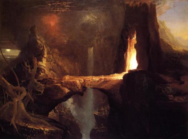 Expulsion - Moon And Firelight by Thomas Cole Oil Painting Reproductions