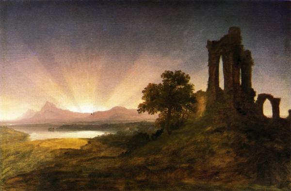 Thomas Cole Gothic Ruins At Sunset