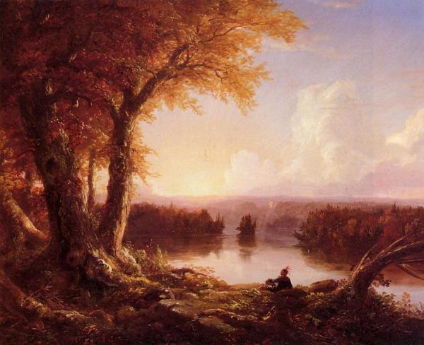 Indian At Sunset by Thomas Cole