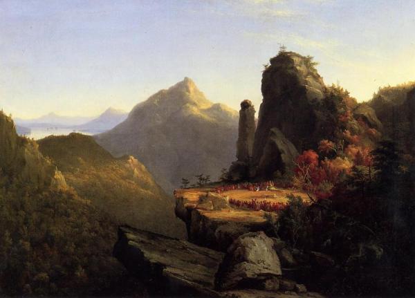 Scene From 'the Last Of The Mohicans': Cora Kneeling At The Feet Of Tanemund by Thomas Cole