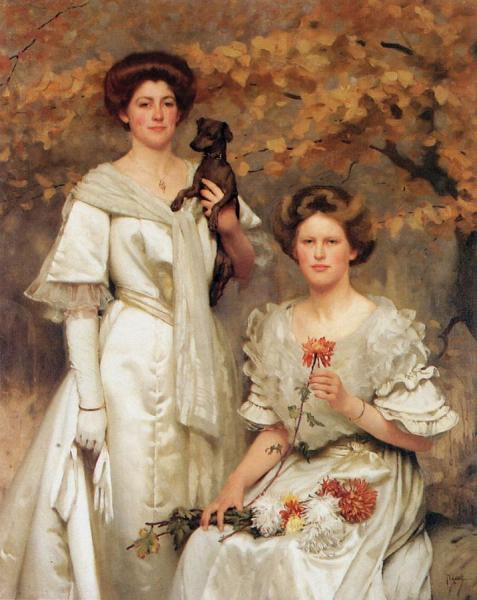 Hilda And Margaret, Daughters Of Professor Sir Edward Poulton by Thomas Cooper Gotch