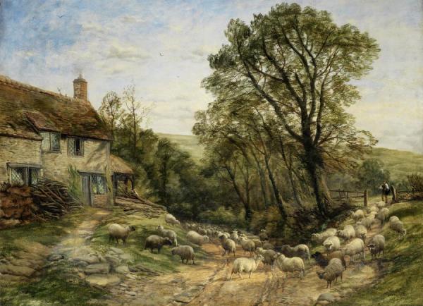 Thomas Creswick Shepherding The Flock Down A Country Lane